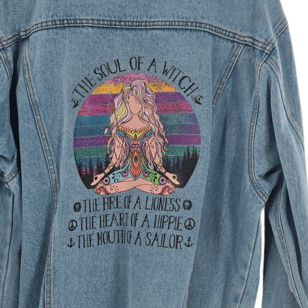 Sonoma Jean jacket upcycled "the soul of a witch" Sz Medium UNIQUE
